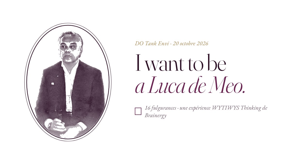 Luca de Meo gravé dans un miroir ovale, à côté de la phrase I want to be a Luca de Meo